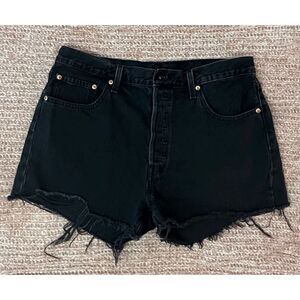 Levi's 501 Women's Black High Rise Cut Off Denim Shorts Size W32 Casual Summer